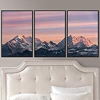 3 Piece Framed Canvas Wall Art Snow Mountain Canvas Prints Home Artwork Decoration for Living Room,Bedroom - 16