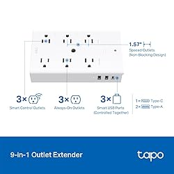 TP-Link Tapo Smart Plug Outlet Extender, Surge