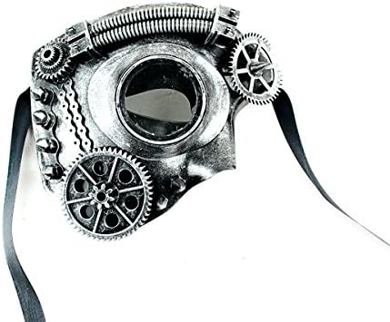 Mask-It 48159 Silver Steam Punk Half Face Mask