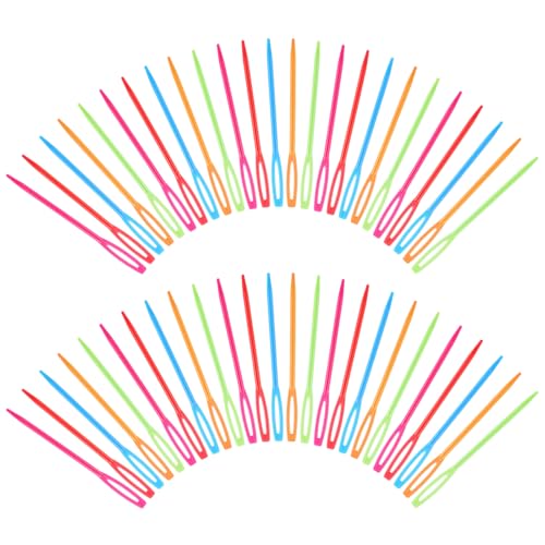 50 Pcs Plastic Needles for Kids 7cm/2.76inch Colorful Plastic Sewing Needle Large Eye Crochet Needle Weaving Darning Needles for Kids Yarn DIY Sewing Handmade Crafts