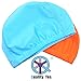 Qualtiy Yes QY 2Pack Superior Polyester Cloth Fabric Bathing Cap Swimming Caps Swimming Hats for Water Sports, Orange Color and Sky Blue