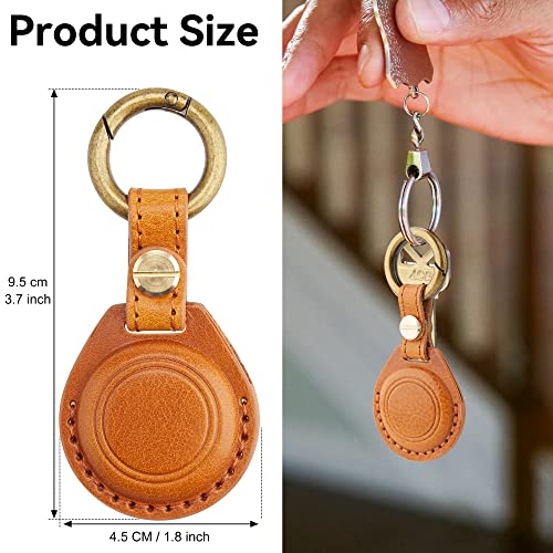 Airtag Holder, Genuine Leather AirTag Holder for Apple Airtag Keychain