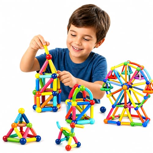 Blocos Magnéticos Infantil 84 Peças Brinquedo Educativo Construção STEM 3D