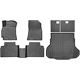 All-Weather Floor Mats for 2025 2026 Kia K4 (All Trims: LX/LXS/EX/GT-Line/GT-Line Turbo) - 6Pcs Full Set Custom Fit TPE Floor Liners & Cargo Mat & Backrest Protector for Kia K4 2026 Accessories Black