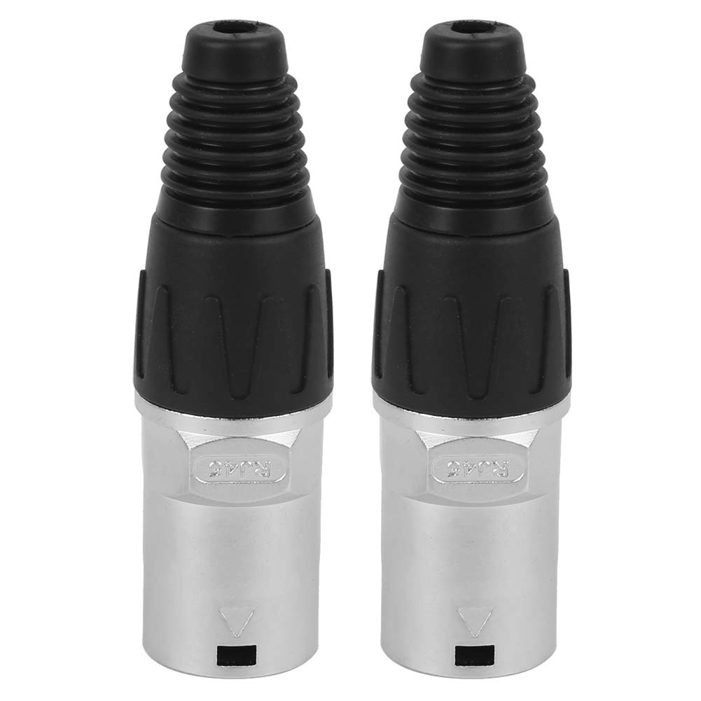 Dpofirs 2Pcs RJ45 Waterproof Plug, Portable Zinc Alloy Chrome Plating Mount Receptacle Feed, Fire Retardant Insulator Material ELRJA Panel Connector Black