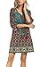 Women Bohemian Neck Tie Vintage Printed Ethnic Style Summer Shift Dress (Large, Pattern 8)