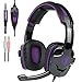 PS4 Gaming Headset with Mic Volume Control, SADES SA930 Stereo Headphone Compatible Mac PC Laptop Tablet Smartphone by AFUNTA-Black/Purple
