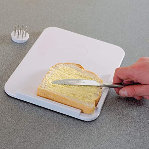 Homecraft Plastic Spread Board with Spikes, Food Tray with L Shaped Corner and Optional Stainless Steel Spikes Hold Food in Place While Cutting and Spreading, Kitchen Aid for Limited Use of One Hand