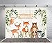 Leyiyi 7x5ft Cartoon Zoo Animals on Wooden Board Backdrop Rustic Kids Birthday Banner Baby Shower 1st B Day Background Watercolor Tree Branch Enchanted Forest Portrait Vinyl Prop Studio Wallpaper