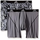 adidas Men's Sport Performance Climalite Boxer Brief Underwear (2 Pack), Black Draven/Grey/Black, Small/Waist Size 28-30