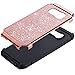 BENTOBEN Galaxy S8 Case, Samsung Galaxy S8 Case, Shockproof Glitter Sparkly Bling 2 in 1 Hybrid Hard PC Shiny Faux Leather Chrome Protective Case for Samsung Galaxy S8 2017 (5.8 Inch), Rose Gold