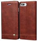 iPhone 7 PLUS Case, VVIA Leather Case for iPhone 7 Plus (5.5 inch), Classic Leather Wallet Cases Slim Folio Book Cover with Credit Card Slots, Cash Pocket, Stand Holder, Magnet Closure (Deep Brown)