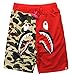 Shark Pattern Camouflage Stitching Shorts Men Drawstring Black Sports Shorts