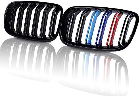 oynyo for E70 X5 2007-2013 M-Color Glossy Black ABS Front Bumper Sport Kidney Grille Dual Line