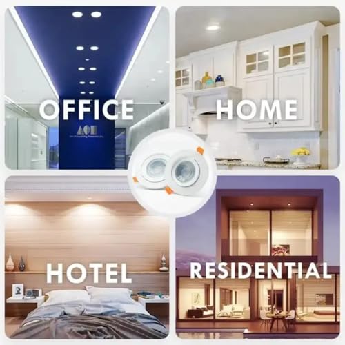 4 Pack LED Downlights - 3 Color Changing to Daylight | Natural White | Warm White - 5W Recessed Ceiling Spot Light - Round Adjustable Tilt Twist - Slim 75mm, Uses for Home, Office, Hotels, Decor