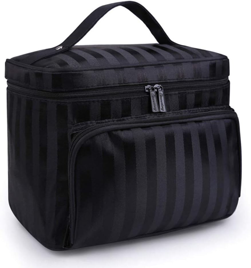 MoGist Trousse de toilette à rayures unies étanche Grande capacité Portable Lady Trousse de