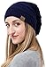 Slouchy Cable Knit Beanie - Chunky, Oversized Slouch Beanie Hats for Men & Women - Stay Warm & Stylish - Serious Beanies for Serious Style (Navy Blue)