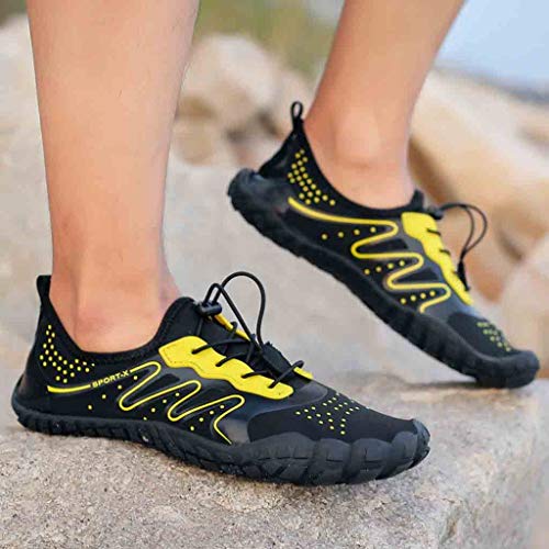 HULKAY Upgrade Water Sports Shoes for Women Men Quick Dry Aqua Socks Swim Barefoot Beach Swim Drawstring Shoes(Black 2,mens/US:6.5/CN:38) - Thumbnail 2