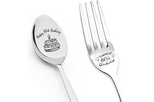 80th Birthday Fork & Spoon Set for Grandpa, Grandma, Mom, Dad, Husband, Wife, Aunt, Uncle - 80 Yrs Old Birthday Present for M