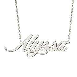 BYBWBL Alyssa Name Pendant Necklace Silver Color