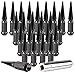 ECCPP M14x1.5 Wheel Lug Nuts 24 Pieces +1 Key 14x1.5 Black Solid Spike Bulge Acorn Drive Close End 1/2