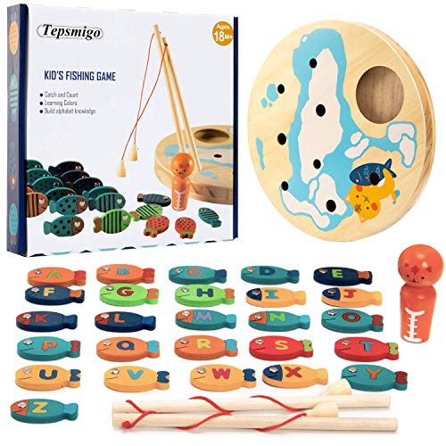 TEPSMIGO Magnetic Alphabet Letter Wooden Fishing Game for Toddler Boys Girls Age 3+ - Thumbnail 6