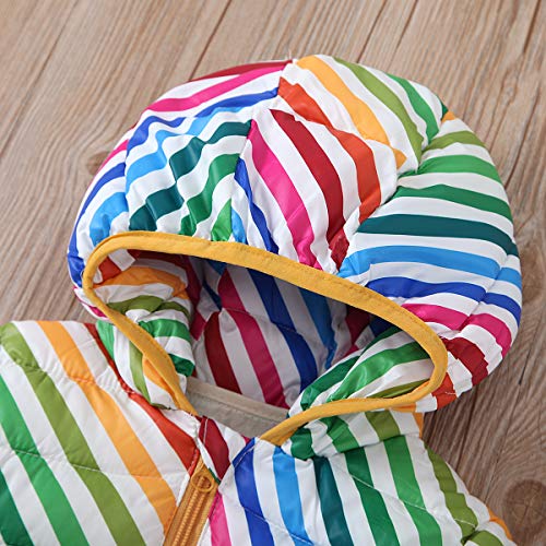 Veste décontractée pour Filles Manteau à Manches Longues rayé coloré Blanc Bleu Jaune Manteaux à Capuche pour Enfants 0-3 Ans de la Vie Quotidienne