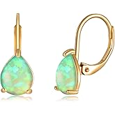 CiNily Opal Teardrop Earrings for Women Girls Hypoallergenic 14K Withe Gold Plated Dainty Opal Drop Earrings Leverback Dangle Earrings Jewelry for Sensitive Ears Mothers Gifts