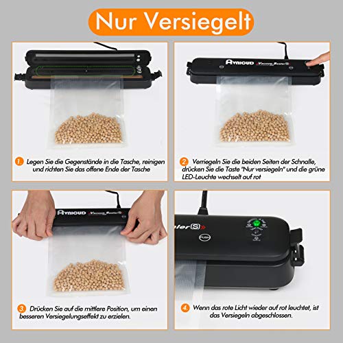 Vakuumiergerät, Vakuumierer für trockene und feuchte Lebensmittel Super Saugleistung Vacuum Sealer Leichtes… – Bild 7
