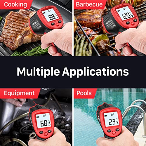 Eventek Infrared Thermometer -50°C~500°C (-58°F~932°F), Digital IR Laser Non-Contact, Temperature Gun, Can't Measure Fever - Red/Black【Non-body Use】