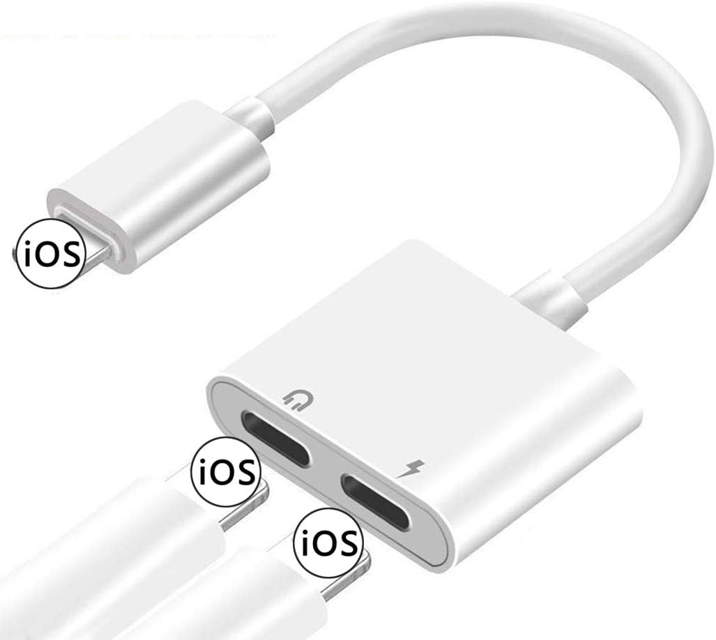Headphone Adapter for iPhone 11 Jack AUX Audio [Call+Portable+Audio+Remote] Headsets Converter Accessories Dongle for iPhone 11/11 Pro/Xs/Xr/X/8 Plus/8/7 Plus/7 Cable Support All iOS System-White