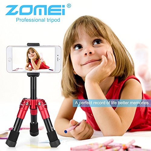 ZOMEI Trepied Smartphone Pied Appareil Photo avec 360 Degrés Tête pour Appareil Photo et Smartphone Rouge