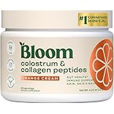 Bloom Nutrition Bovine Colostrum Powder with Vitamin B-12 for Gut Health, Immune Support, Hair Growth & Beauty Supplement | Orange Cream, 25 Servings