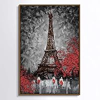 Framed Canvas Wall Art Paris Eiffel Tower Canvas Prints Home Artwork Decoration for Living Room,Bedroom - 16x24 inches