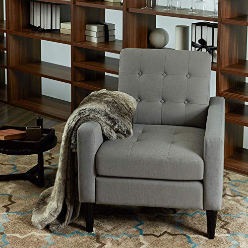 Top Space Accent Chair Living Room Chairs Arm Chair Single Sofa Upholstered Gray Comfy Fabric Mid-Century Modern Furniture for Bedroom Office (1PCS-1, Gray)