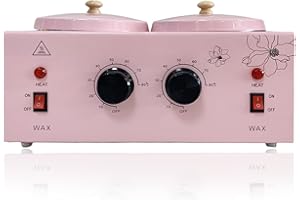 FHATSJ Double Pots Wax Warmer Professional Melted Wax Beads for Hair Removal,Fast Electric Wax Heater with Adjustable Temperature Set for Women (Pink-Double Pots)