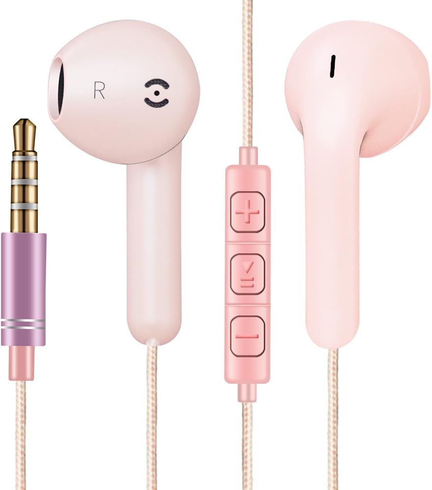 Wired Headphones, MCUK Premium Earphones/Earbuds/Headphones with Stereo Mic&Remote Control for iPhone iPad iPod Samsung LG MOTO MP3 MP4 and More Smartphones Compatible With 3.5mm Headphone (Rose Gold)
