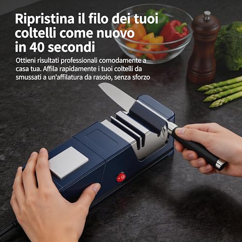 5 in 1 Electric Knife Sharpener Diamond Coating Silent Motor Kitchen Knife Sharpener with Non-Slip Base Kitchen Tools Safe and Easy to Use (JU1)
