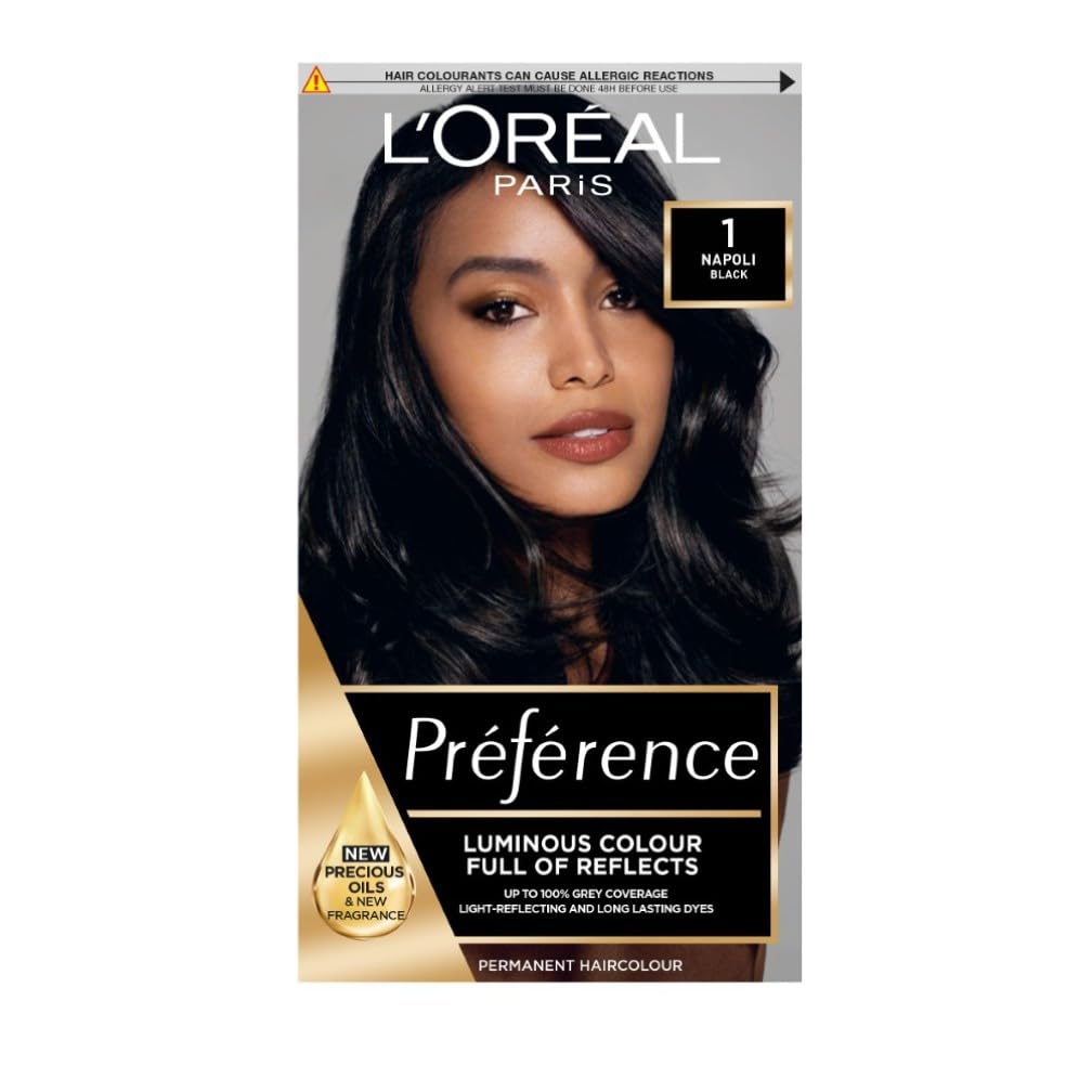 L'Oreal Paris Preference Hair Dye, Luminous Permanent Rich Hair Colour, Long Lasting Brilliance, Achieve Radiant, Salon-Inspired Results, Shade: 1, Napoli — image 1