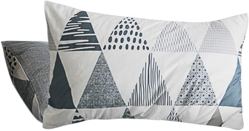 VClife Chic Cotton Printed Pillow Cases-Set of Two- Envelope Closure End, Soft Hypoallergenic, Durable, Lightweight, Reversible Geometric Printed Chic Design, Twin Queen Full Pillow Cases
