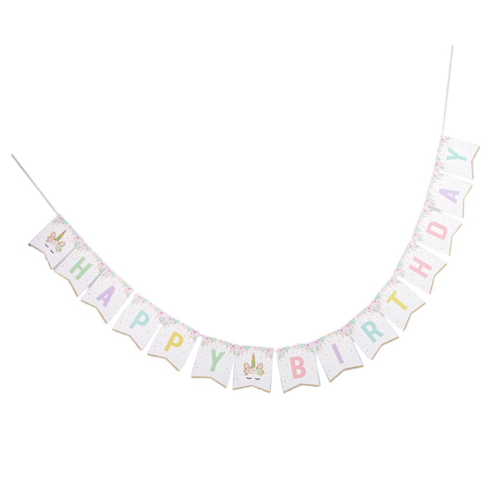 Fenteer Joyeux Anniversaire Licorne Papier Banniere Suspendue Guirlande Anniversaire Decor De Fete Decorations Jeux Et Jouets