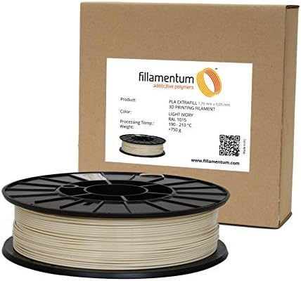 Fillamentum PLA Extra fill 1.75mm 3D Printer Filament Spool, Diameter tolerance +/- 0.05mm, 1.65 lb, Light Ivory