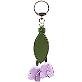 FYSIVOKE Leather Tulip Flower Keychain, Boho Floral Accessories Key Chains for Women Girls Wallet Purse Ring Pendant Charms