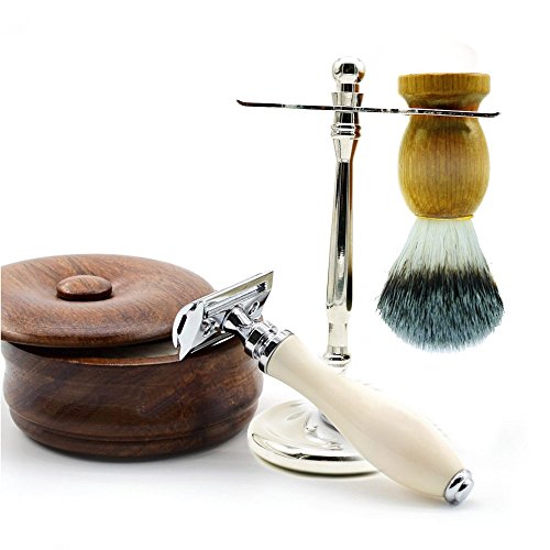 Dachshaar Rasierpinsel,JUSTIME Badger Shaving Brush Dachshaar Männer Rasierpinsel Holzfarbe Rasierpinsel,100% Dachshaar für die perfekte Rasur