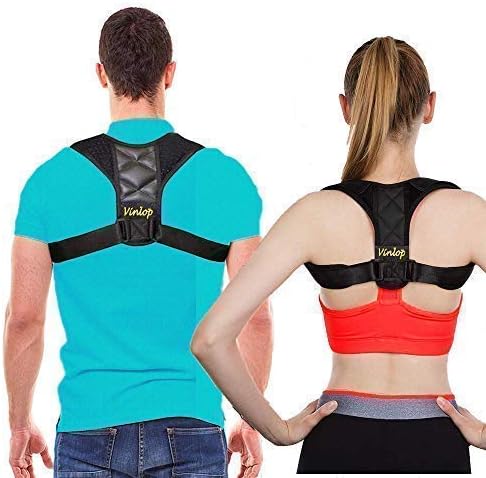 Vinlop Upper Back Posture Corrector for Men Women and Kids Clavicle Kyphosis Brace Back Slouch and Spine Straightener Support Helps in Better Posture with Orthopaedic Remedy with Free EBOOK
