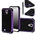 E LV Hybrid Dual Layer Armor Defender Protective Case Cover (Hard Plastic with Soft Silicon) for Samsung Galaxy S4 S IV i9500 with 1 Screen Protector, 1 Black Stylus, 1 Micro Fiber - (PURPLE)
