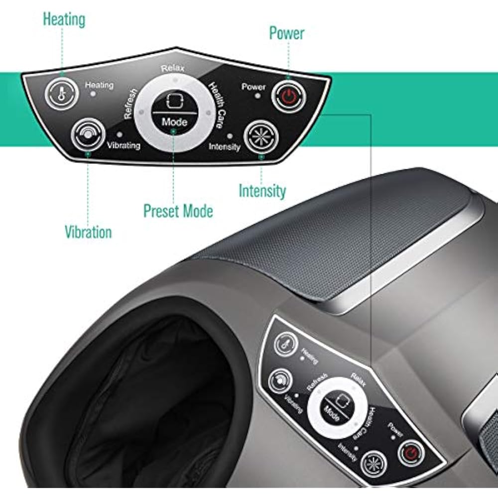 Nekteck shiatsu foot massager machine with heat air compression deep rolling kneading therapy Clearance