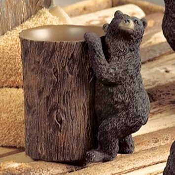 Amazon Com Black Bear Lodge Tumbler Wilderness Bathroom
