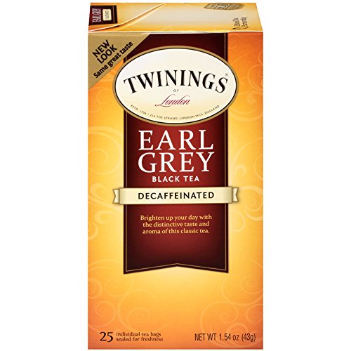 Twinings decaf black tea, earl grey, 25 count bagged tea (6 pack)