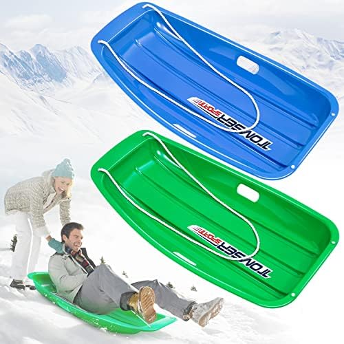 35 Inch Utility Snow Sled, 2 Pack Flexible Sleds for Kids and Adults